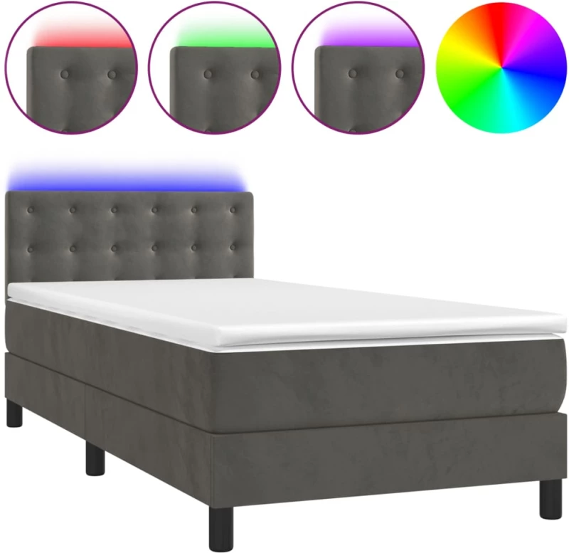 ΚΡΕΒΑΤΙ BOXSPRING ΜΕ ΣΤΡΩΜΑ & LED ΣΚ. ΓΚΡΙ 80X200 ΕΚ. ΒΕΛΟΥΔΙΝΟ 3134610