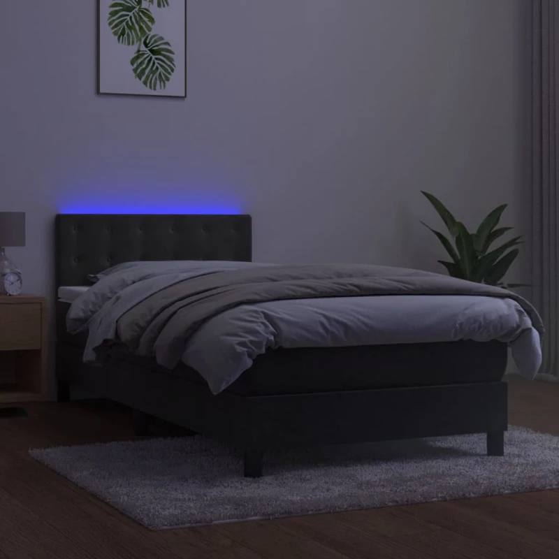 ΚΡΕΒΑΤΙ BOXSPRING ΜΕ ΣΤΡΩΜΑ & LED ΣΚ. ΓΚΡΙ 80X200 ΕΚ. ΒΕΛΟΥΔΙΝΟ 3134610