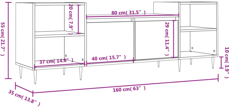 ΈΠΙΠΛΟ ΤΗΛΕΟΡΑΣΗΣ ΓΚΡΙ SONOMA 160X35X55 ΕΚ. ΑΠΟ ΕΠΕΞΕΡΓ. ΞΥΛΟ 831338