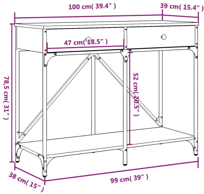ΤΡΑΠΕΖΙ ΚΟΝΣΟΛΑ ΓΚΡΙ SONOMA 100X39X78,5 ΕΚ. ΕΠΕΞΕΡΓΑΣΜΕΝΟ ΞΥΛΟ 835487