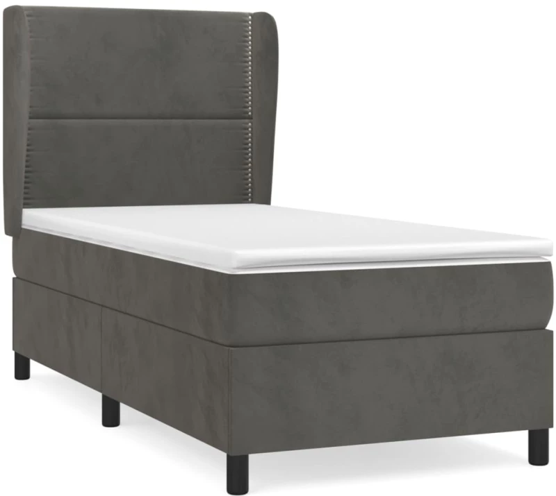 ΚΡΕΒΑΤΙ BOXSPRING ΜΕ ΣΤΡΩΜΑ ΣΚΟΥΡΟ ΓΚΡΙ 90X200 ΕΚ. ΒΕΛΟΥΔΙΝΟ 3129130