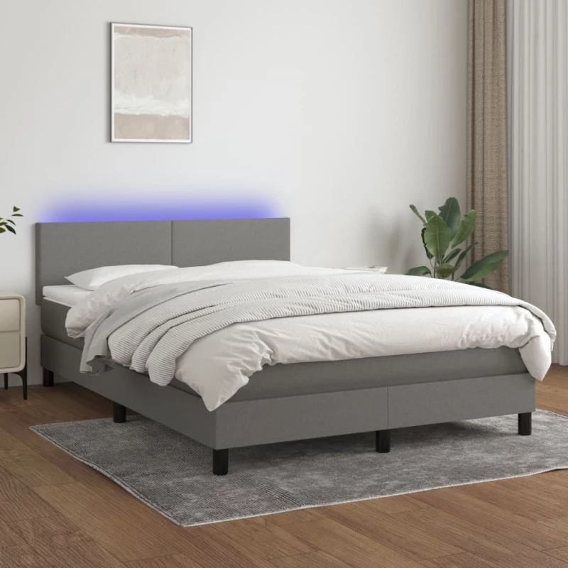 ΚΡΕΒΑΤΙ BOXSPRING ΜΕ ΣΤΡΩΜΑ & LED ΣΚ.ΓΚΡΙ 140X200 ΕΚ ΥΦΑΣΜΑΤΙΝΟ 3132998