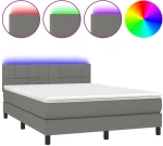 ΚΡΕΒΑΤΙ BOXSPRING ΜΕ ΣΤΡΩΜΑ & LED ΣΚ.ΓΚΡΙ 140X200 ΕΚ ΥΦΑΣΜΑΤΙΝΟ 3133158