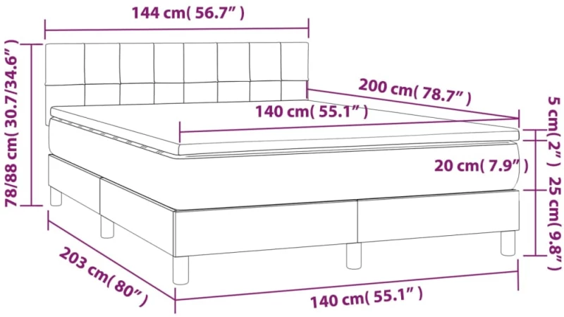 ΚΡΕΒΑΤΙ BOXSPRING ΜΕ ΣΤΡΩΜΑ & LED ΣΚ.ΓΚΡΙ 140X200 ΕΚ ΥΦΑΣΜΑΤΙΝΟ 3133158