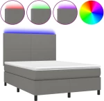 ΚΡΕΒΑΤΙ BOXSPRING ΜΕ ΣΤΡΩΜΑ & LED ΣΚ.ΓΚΡΙ 140X200 ΕΚ ΥΦΑΣΜΑΤΙΝΟ 3134718
