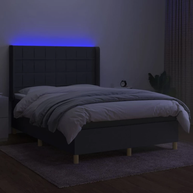 ΚΡΕΒΑΤΙ BOXSPRING ΜΕ ΣΤΡΩΜΑ & LED ΣΚ.ΓΚΡΙ 140X190ΕΚ. ΥΦΑΣΜΑΤΙΝΟ 3138870
