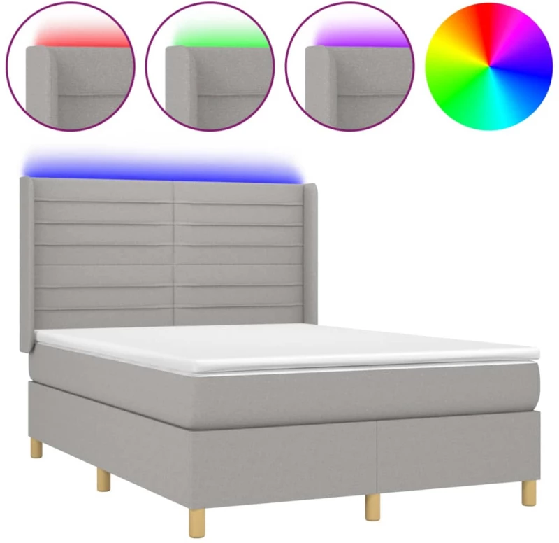ΚΡΕΒΑΤΙ BOXSPRING ΜΕ ΣΤΡΩΜΑ & LED ΑΝ.ΓΚΡΙ 140X200ΕΚ. ΥΦΑΣΜΑΤΙΝΟ 3138957