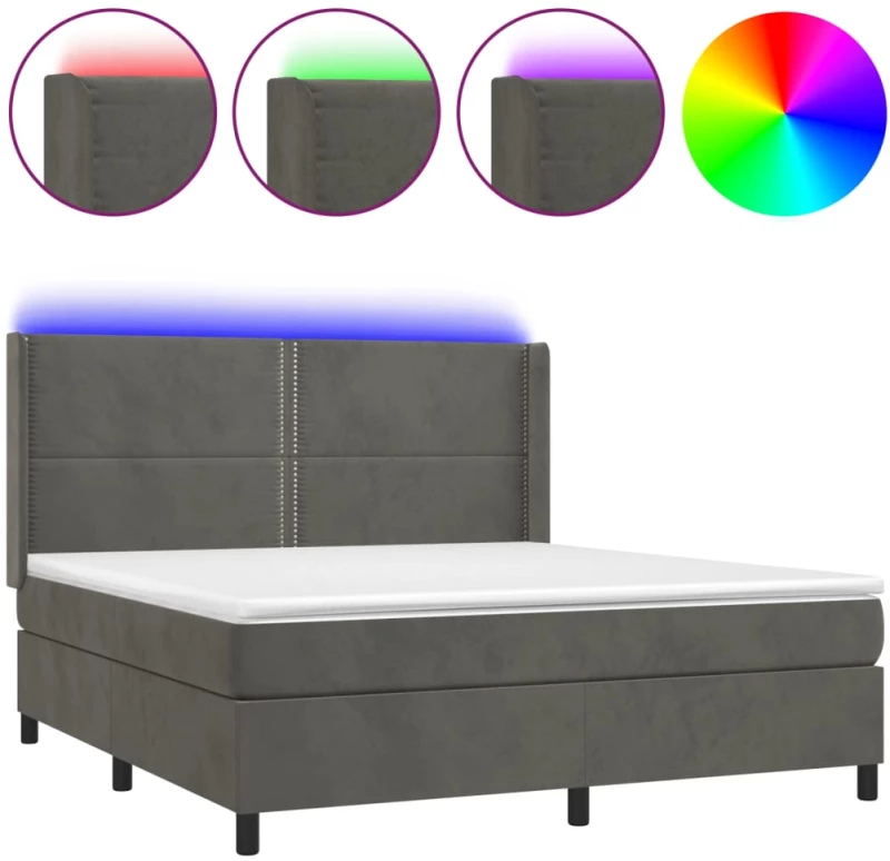 ΚΡΕΒΑΤΙ BOXSPRING ΜΕ ΣΤΡΩΜΑ & LED ΣΚ. ΓΚΡΙ 180X200ΕΚ. ΒΕΛΟΥΔΙΝΟ 3139518
