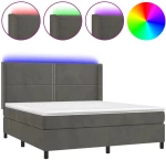 ΚΡΕΒΑΤΙ BOXSPRING ΜΕ ΣΤΡΩΜΑ & LED ΣΚ. ΓΚΡΙ 180X200ΕΚ. ΒΕΛΟΥΔΙΝΟ 3139518