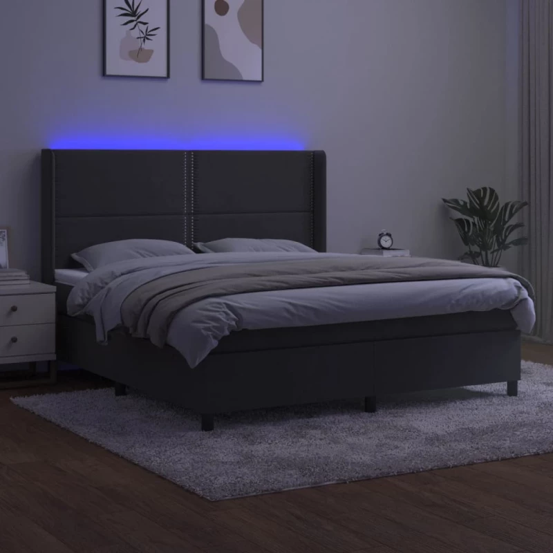 ΚΡΕΒΑΤΙ BOXSPRING ΜΕ ΣΤΡΩΜΑ & LED ΣΚ. ΓΚΡΙ 180X200ΕΚ. ΒΕΛΟΥΔΙΝΟ 3139518