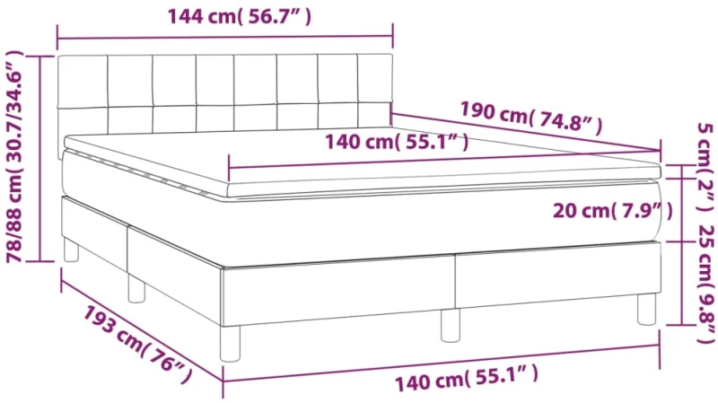 ΚΡΕΒΑΤΙ BOXSPRING ΜΕ ΣΤΡΩΜΑ ΑΝΟΙΧΤΟ ΓΚΡΙ 140X190 ΕΚ. ΥΦΑΣΜΑΤΙΝΟ 3140049