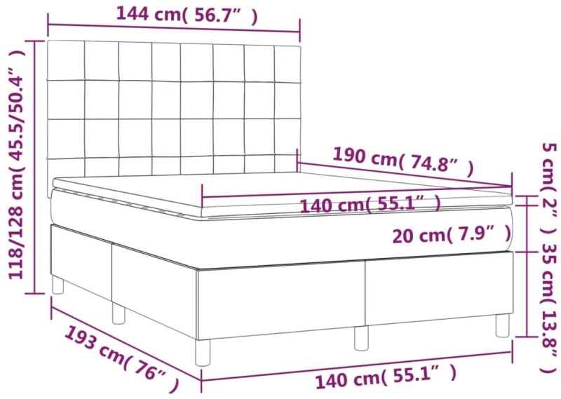 ΚΡΕΒΑΤΙ BOXSPRING ΜΕ ΣΤΡΩΜΑ ΑΝΟΙΧΤΟ ΓΚΡΙ 140X190 ΕΚ. ΥΦΑΣΜΑΤΙΝΟ 3142329