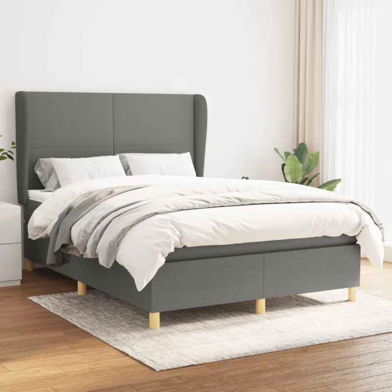 ΚΡΕΒΑΤΙ BOXSPRING ΜΕ ΣΤΡΩΜΑ ΣΚΟΥΡΟ ΓΚΡΙ 140X200 ΕΚ ΥΦΑΣΜΑΤΙΝΟ 3128366