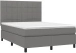 ΚΡΕΒΑΤΙ BOXSPRING ΜΕ ΣΤΡΩΜΑ ΣΚΟΥΡΟ ΓΚΡΙ 140X200 ΕΚ ΥΦΑΣΜΑΤΙΝΟ 3141778