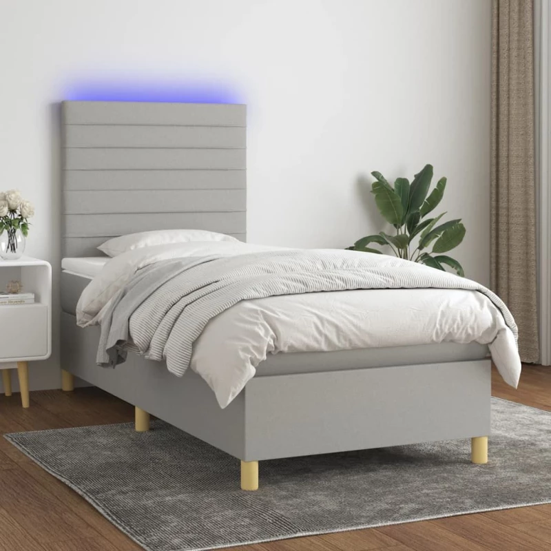 ΚΡΕΒΑΤΙ BOXSPRING ΜΕ ΣΤΡΩΜΑ & LED ΑΝ.ΓΚΡΙ 90X200 ΕΚ. ΥΦΑΣΜΑΤΙΝΟ 3135485