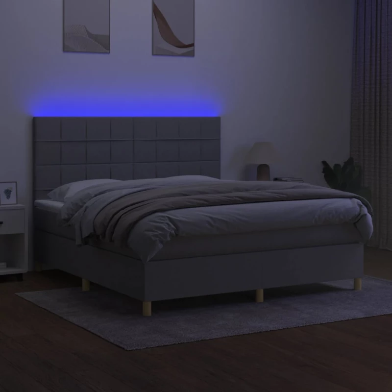 ΚΡΕΒΑΤΙ BOXSPRING ΜΕ ΣΤΡΩΜΑ & LED ΑΝ.ΓΚΡΙ 180X200ΕΚ. ΥΦΑΣΜΑΤΙΝΟ 3135533