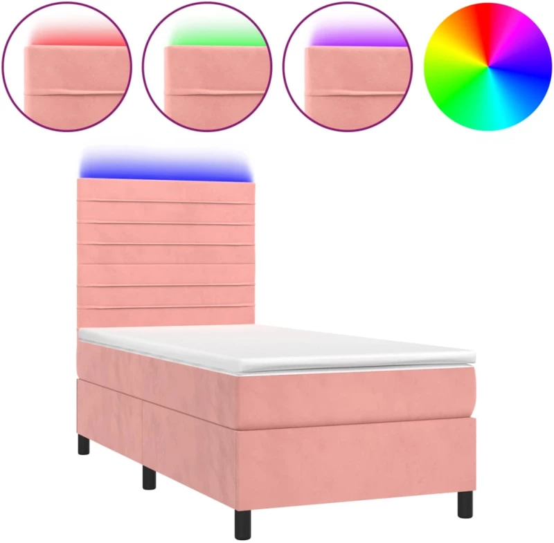 ΚΡΕΒΑΤΙ BOXSPRING ΜΕ ΣΤΡΩΜΑ & LED ΡΟΖ 100X200 ΕΚ. ΒΕΛΟΥΔΙΝΟ 3136172