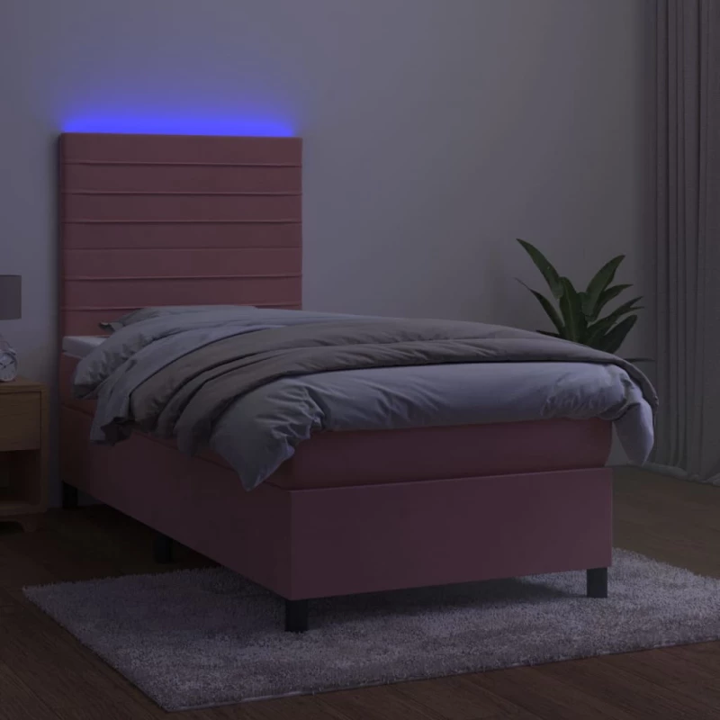 ΚΡΕΒΑΤΙ BOXSPRING ΜΕ ΣΤΡΩΜΑ & LED ΡΟΖ 100X200 ΕΚ. ΒΕΛΟΥΔΙΝΟ 3136172