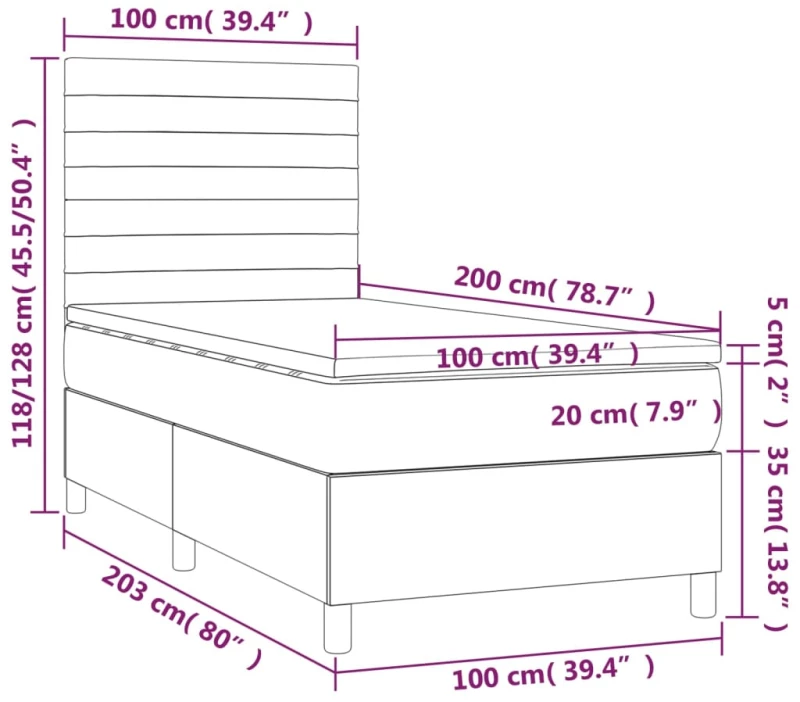 ΚΡΕΒΑΤΙ BOXSPRING ΜΕ ΣΤΡΩΜΑ & LED ΡΟΖ 100X200 ΕΚ. ΒΕΛΟΥΔΙΝΟ 3136172