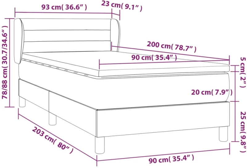 ΚΡΕΒΑΤΙ BOXSPRING ΜΕ ΣΤΡΩΜΑ ΣΚΟΥΡΟ ΓΚΡΙ 90X200 ΕΚ. ΥΦΑΣΜΑΤΙΝΟ 3126854