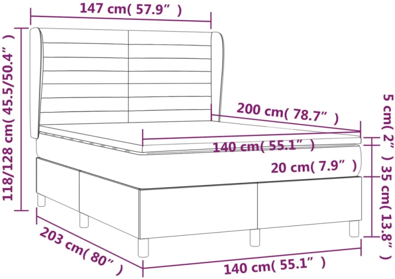 ΚΡΕΒΑΤΙ BOXSPRING ΜΕ ΣΤΡΩΜΑ ΑΝΟΙΧΤΟ ΓΚΡΙ 140X200 ΕΚ. ΥΦΑΣΜΑΤΙΝΟ 3128045