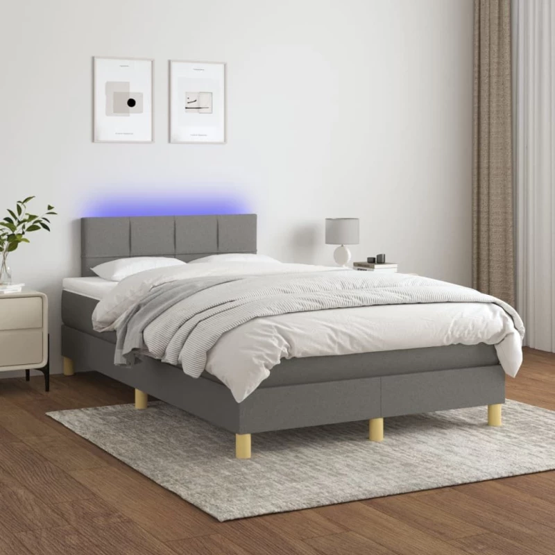 ΚΡΕΒΑΤΙ BOXSPRING ΜΕ ΣΤΡΩΜΑ & LED ΣΚ.ΓΚΡΙ 120X200 ΕΚ ΥΦΑΣΜΑΤΙΝΟ 3133702