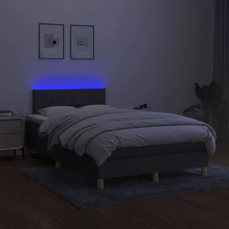 ΚΡΕΒΑΤΙ BOXSPRING ΜΕ ΣΤΡΩΜΑ & LED ΣΚ.ΓΚΡΙ 120X200 ΕΚ ΥΦΑΣΜΑΤΙΝΟ 3133702