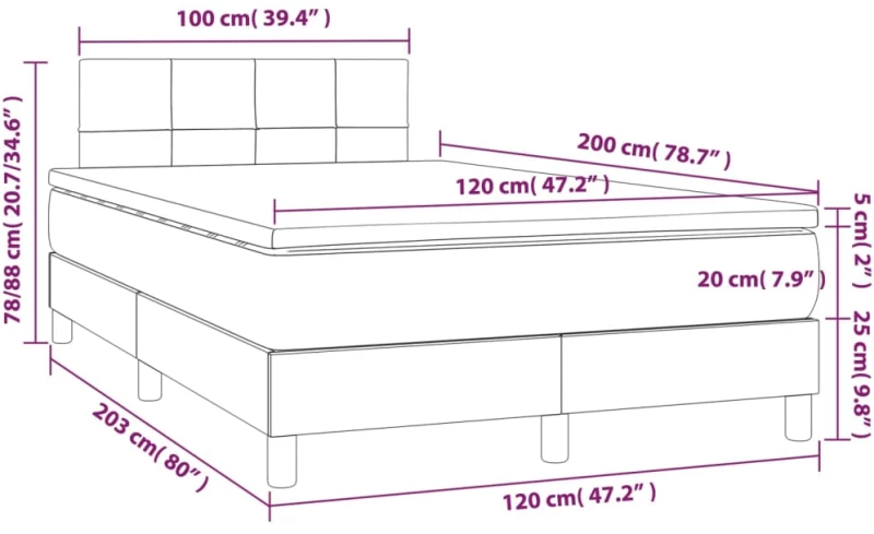 ΚΡΕΒΑΤΙ BOXSPRING ΜΕ ΣΤΡΩΜΑ & LED ΣΚ.ΓΚΡΙ 120X200 ΕΚ ΥΦΑΣΜΑΤΙΝΟ 3133702