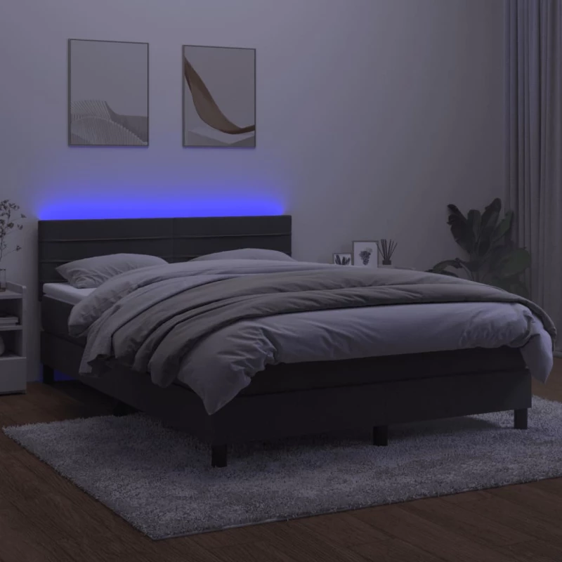 ΚΡΕΒΑΤΙ BOXSPRING ΜΕ ΣΤΡΩΜΑ & LED ΣΚ. ΓΚΡΙ 140X190ΕΚ. ΒΕΛΟΥΔΙΝΟ 3134460