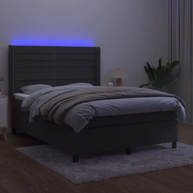 ΚΡΕΒΑΤΙ BOXSPRING ΜΕ ΣΤΡΩΜΑ & LED ΣΚ. ΓΚΡΙ 140X190ΕΚ. ΒΕΛΟΥΔΙΝΟ 3139620