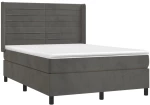 ΚΡΕΒΑΤΙ BOXSPRING ΜΕ ΣΤΡΩΜΑ & LED ΣΚ. ΓΚΡΙ 140X190ΕΚ. ΒΕΛΟΥΔΙΝΟ 3139620