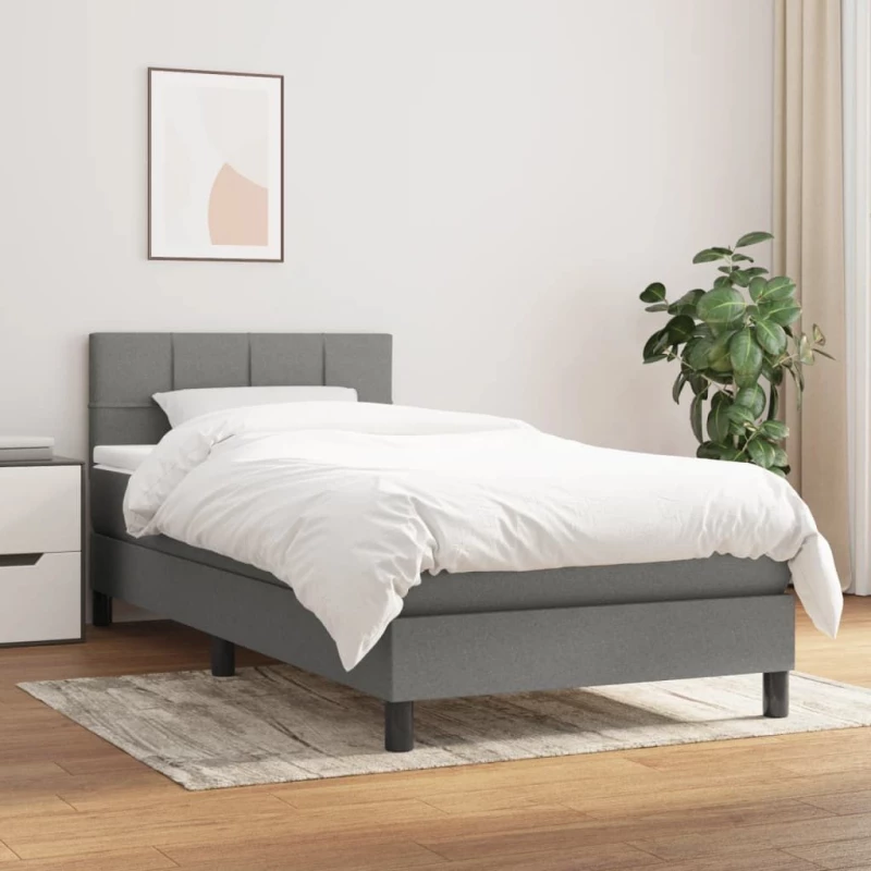 ΚΡΕΒΑΤΙ BOXSPRING ΜΕ ΣΤΡΩΜΑ ΣΚΟΥΡΟ ΓΚΡΙ 90X200 ΕΚ. ΥΦΑΣΜΑΤΙΝΟ 3140026