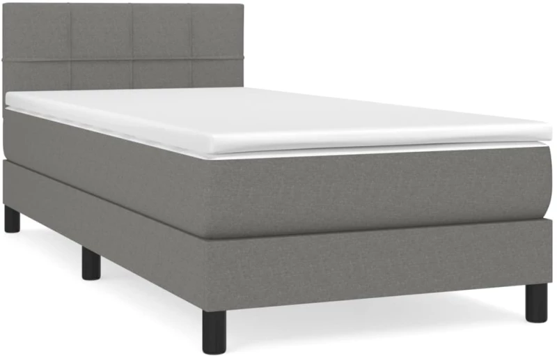 ΚΡΕΒΑΤΙ BOXSPRING ΜΕ ΣΤΡΩΜΑ ΣΚΟΥΡΟ ΓΚΡΙ 90X200 ΕΚ. ΥΦΑΣΜΑΤΙΝΟ 3140026