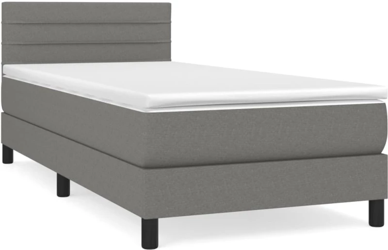ΚΡΕΒΑΤΙ BOXSPRING ΜΕ ΣΤΡΩΜΑ ΣΚΟΥΡΟ ΓΚΡΙ 90X190 ΕΚ. ΥΦΑΣΜΑΤΙΝΟ 3140098