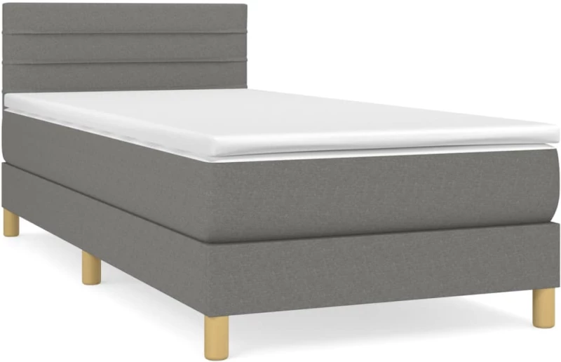 ΚΡΕΒΑΤΙ BOXSPRING ΜΕ ΣΤΡΩΜΑ ΣΚΟΥΡΟ ΓΚΡΙ 90X190 ΕΚ. ΥΦΑΣΜΑΤΙΝΟ 3140658