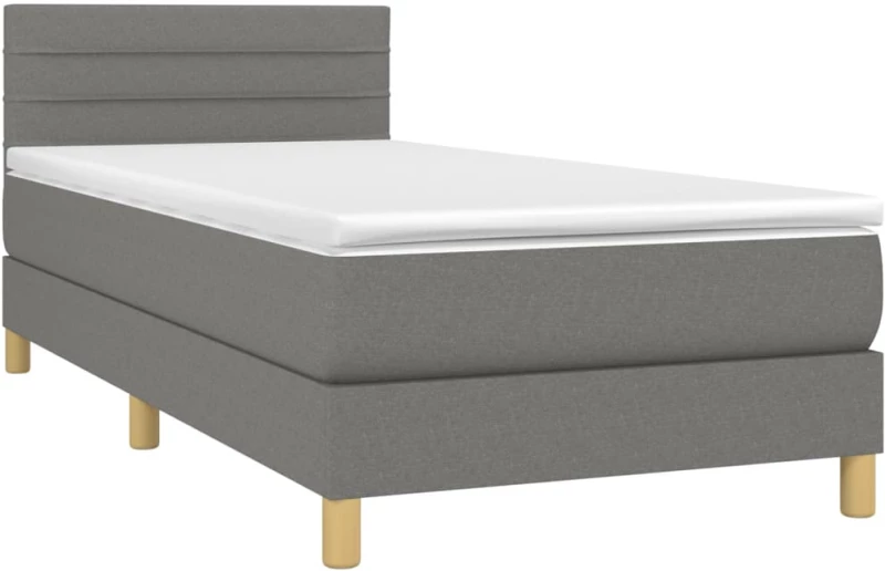 ΚΡΕΒΑΤΙ BOXSPRING ΜΕ ΣΤΡΩΜΑ ΣΚΟΥΡΟ ΓΚΡΙ 90X190 ΕΚ. ΥΦΑΣΜΑΤΙΝΟ 3140658