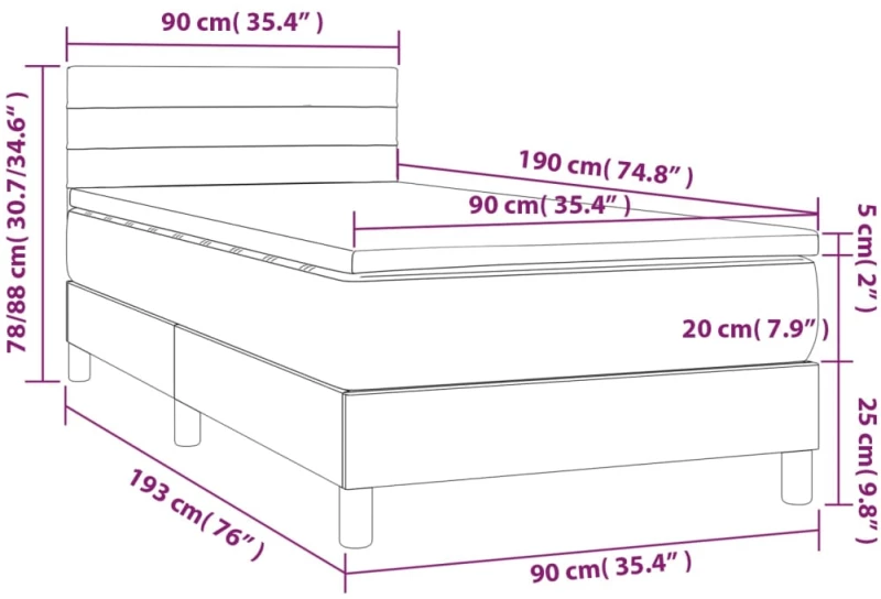ΚΡΕΒΑΤΙ BOXSPRING ΜΕ ΣΤΡΩΜΑ ΣΚΟΥΡΟ ΓΚΡΙ 90X190 ΕΚ. ΥΦΑΣΜΑΤΙΝΟ 3140658