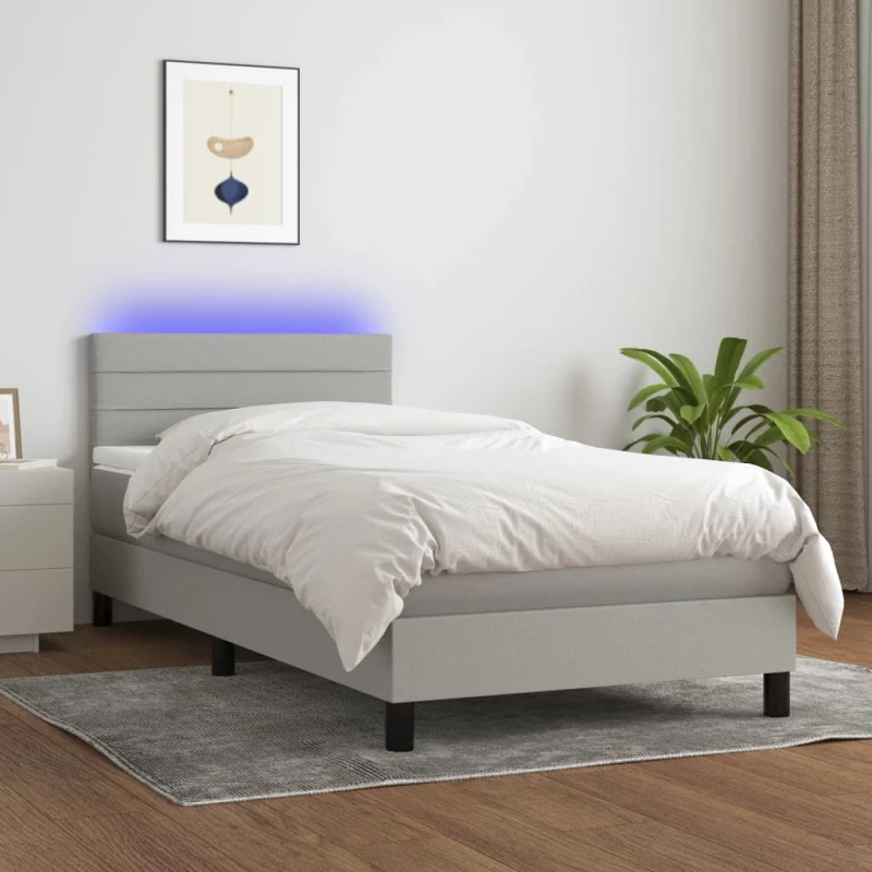 ΚΡΕΒΑΤΙ BOXSPRING ΜΕ ΣΤΡΩΜΑ & LED ΑΝ.ΓΚΡΙ 90X190 ΕΚ. ΥΦΑΣΜΑΤΙΝΟ 3133197