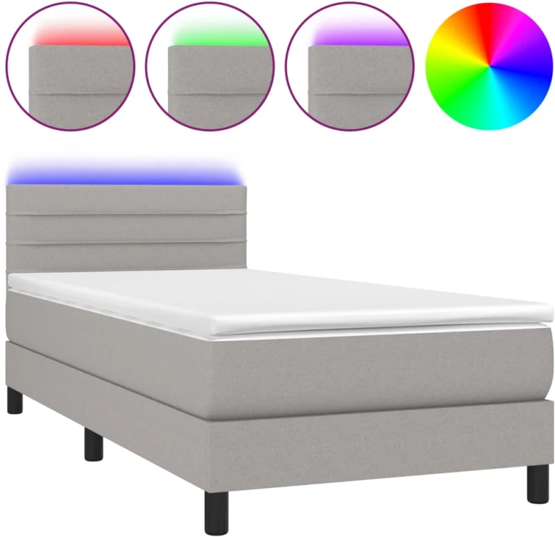 ΚΡΕΒΑΤΙ BOXSPRING ΜΕ ΣΤΡΩΜΑ & LED ΑΝ.ΓΚΡΙ 90X190 ΕΚ. ΥΦΑΣΜΑΤΙΝΟ 3133197