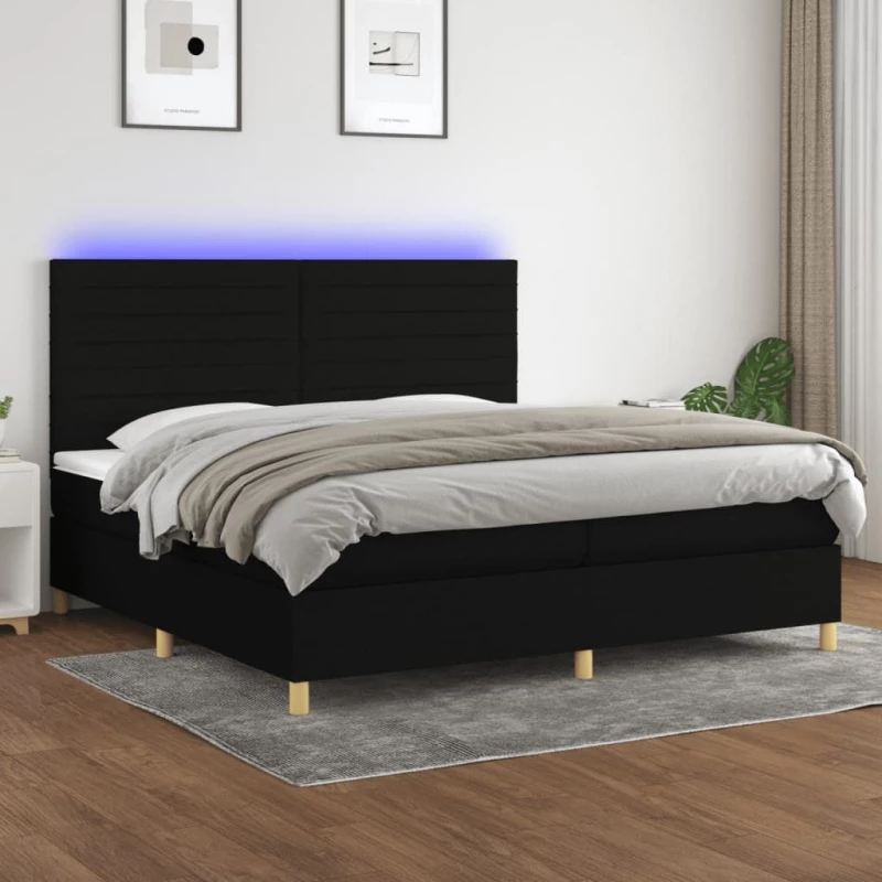 ΚΡΕΒΑΤΙ BOXSPRING ΜΕ ΣΤΡΩΜΑ & LED ΜΑΥΡΟ 200X200 ΕΚ. ΥΦΑΣΜΑΤΙΝΟ 3135543