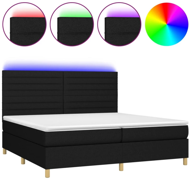 ΚΡΕΒΑΤΙ BOXSPRING ΜΕ ΣΤΡΩΜΑ & LED ΜΑΥΡΟ 200X200 ΕΚ. ΥΦΑΣΜΑΤΙΝΟ 3135543