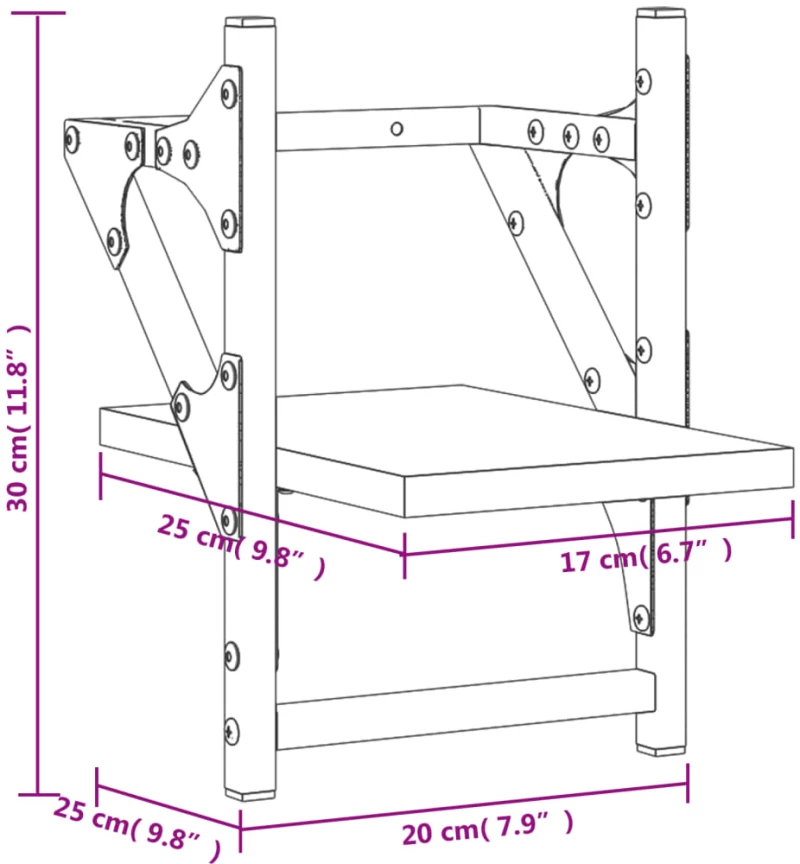 ΡΑΦΙΑ ΤΟΙΧΟΥ ΜΕ ΜΠΑΡΑ 2 ΤΕΜ. ΜΑΥΡΑ 20 X 25 X 30 ΕΚ. 836228