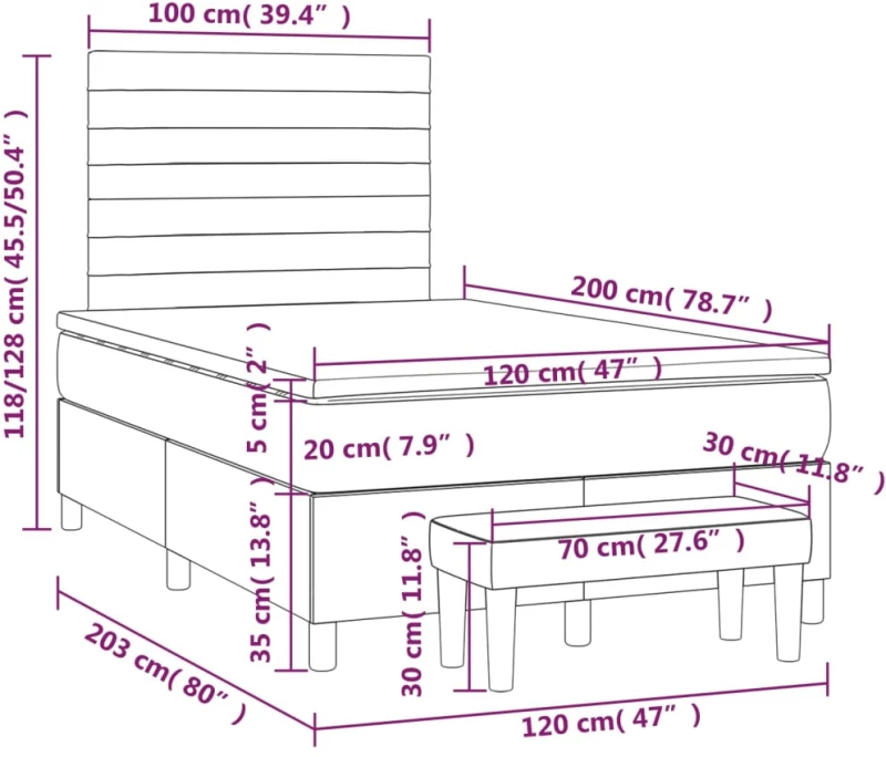 ΚΡΕΒΑΤΙ BOXSPRING ΜΕ ΣΤΡΩΜΑ ΑΝΟΙΧΤΟ ΓΚΡΙ 120X200 ΕΚ. ΥΦΑΣΜΑΤΙΝΟ 3137221