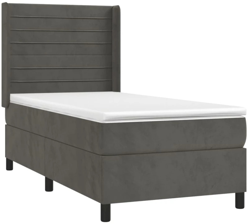 ΚΡΕΒΑΤΙ BOXSPRING ΜΕ ΣΤΡΩΜΑ & LED ΣΚ. ΓΚΡΙ 100X200ΕΚ. ΒΕΛΟΥΔΙΝΟ 3139608