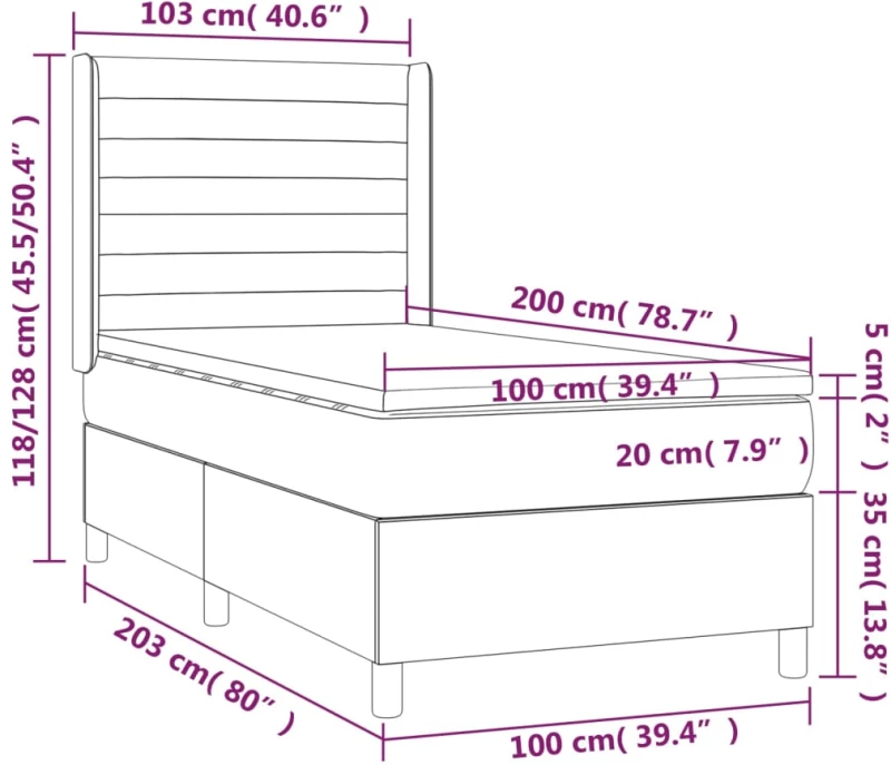 ΚΡΕΒΑΤΙ BOXSPRING ΜΕ ΣΤΡΩΜΑ & LED ΣΚ. ΓΚΡΙ 100X200ΕΚ. ΒΕΛΟΥΔΙΝΟ 3139608