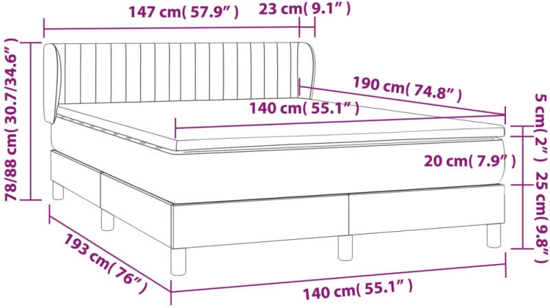 ΚΡΕΒΑΤΙ BOXSPRING ΜΕ ΣΤΡΩΜΑ ΑΝΟΙΧΤΟ ΓΚΡΙ 140X190 ΕΚ. ΥΦΑΣΜΑΤΙΝΟ 3126957