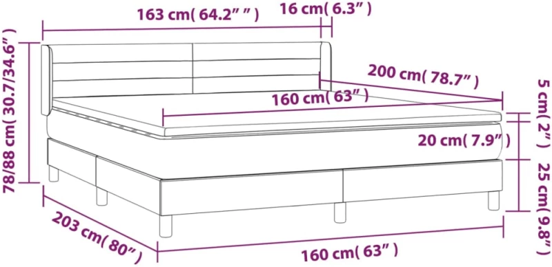 ΚΡΕΒΑΤΙ BOXSPRING ΜΕ ΣΤΡΩΜΑ ΣΚΟΥΡΟ ΓΚΡΙ 160X200 ΕΚ. ΒΕΛΟΥΔΙΝΟ 3131028