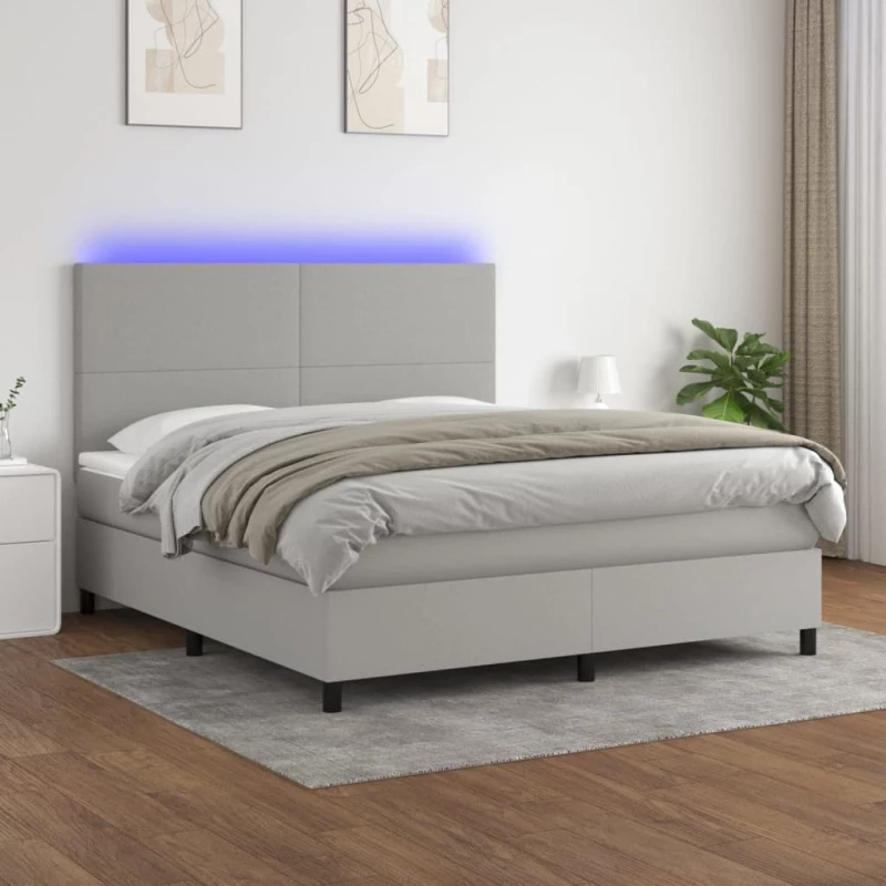 ΚΡΕΒΑΤΙ BOXSPRING ΜΕ ΣΤΡΩΜΑ & LED ΑΝ.ΓΚΡΙ 160X200ΕΚ. ΥΦΑΣΜΑΤΙΝΟ 3134725