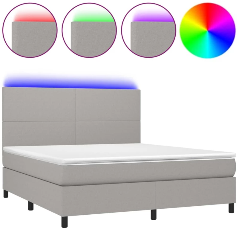 ΚΡΕΒΑΤΙ BOXSPRING ΜΕ ΣΤΡΩΜΑ & LED ΑΝ.ΓΚΡΙ 160X200ΕΚ. ΥΦΑΣΜΑΤΙΝΟ 3134725