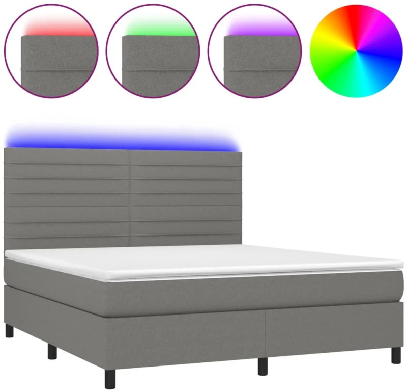 ΚΡΕΒΑΤΙ BOXSPRING ΜΕ ΣΤΡΩΜΑ & LED ΣΚ.ΓΚΡΙ 160X200 ΕΚ ΥΦΑΣΜΑΤΙΝΟ 3134966